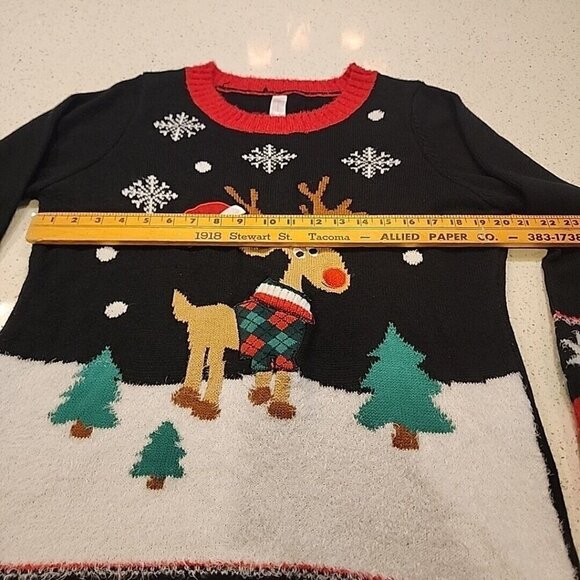 No Boundaries Reindeer Ugly Christmas Sweater XXL Black Red - Picture 7 of 8